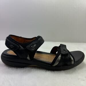 Clarks Women’s Un Harbour Black Leather Sandals Size 8.5